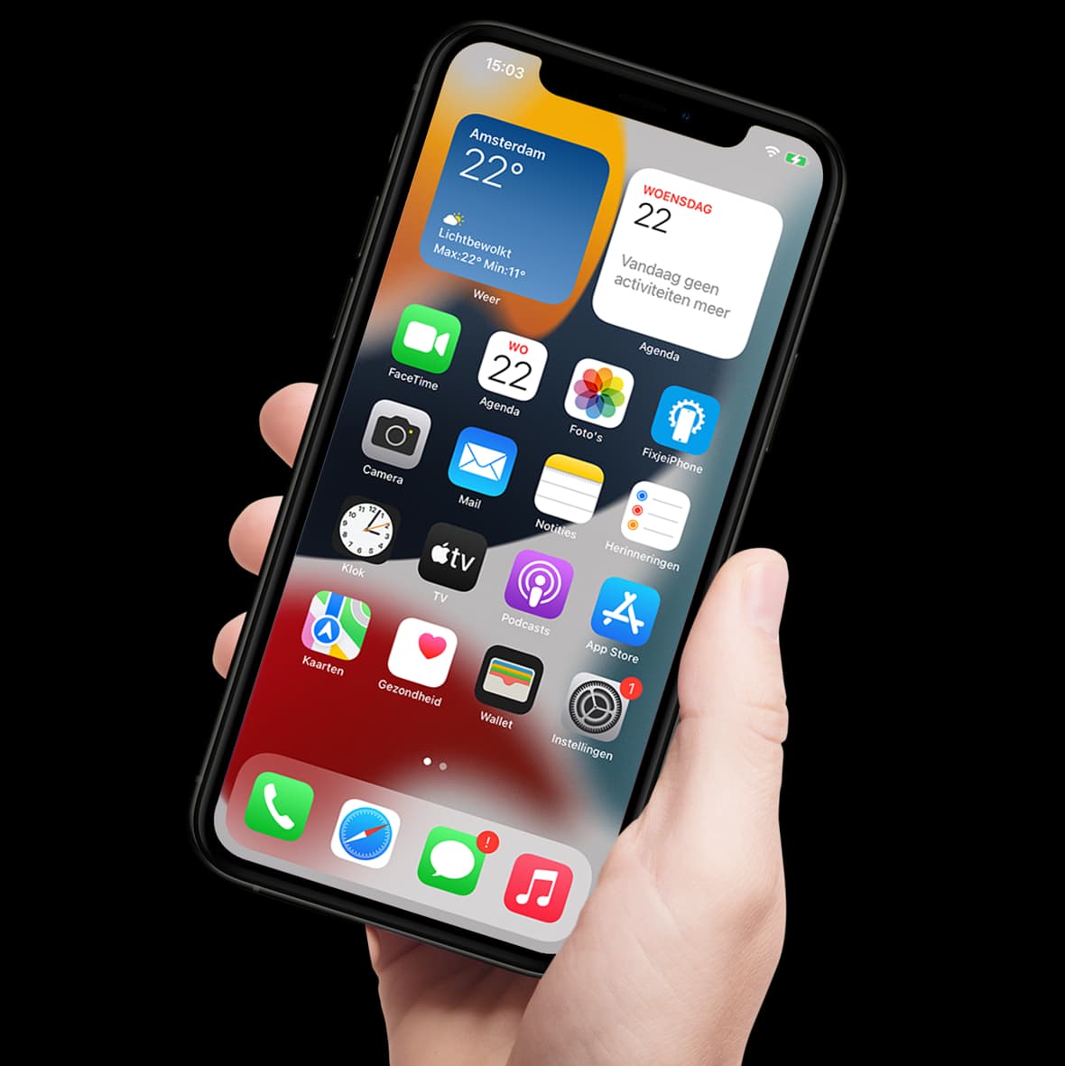 iPhone in een hand